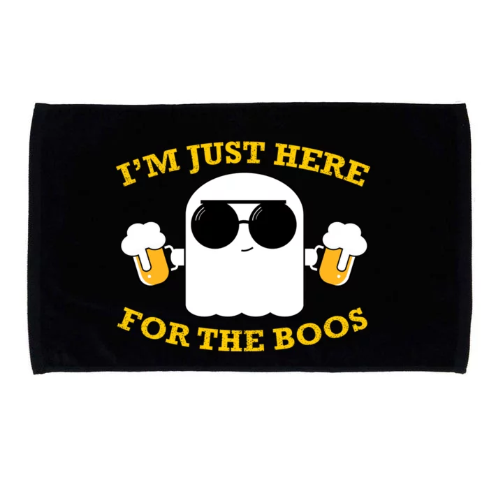 I'm Just Here for the Boos Funny Halloween Beer Ghost Emoji Microfiber Hand Towel