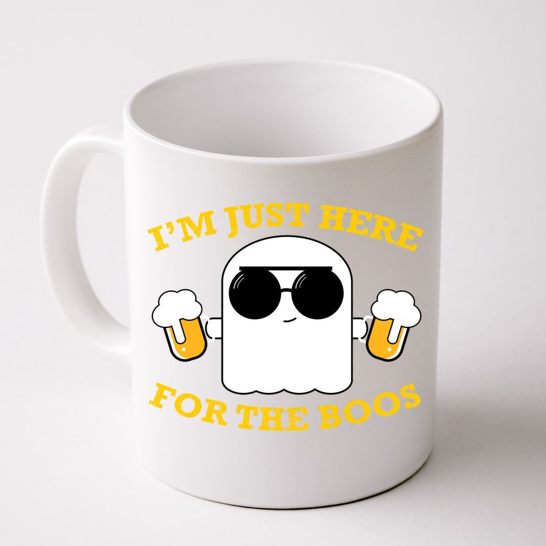 I'm Just Here for the Boos Funny Halloween Beer Ghost Emoji Coffee Mug
