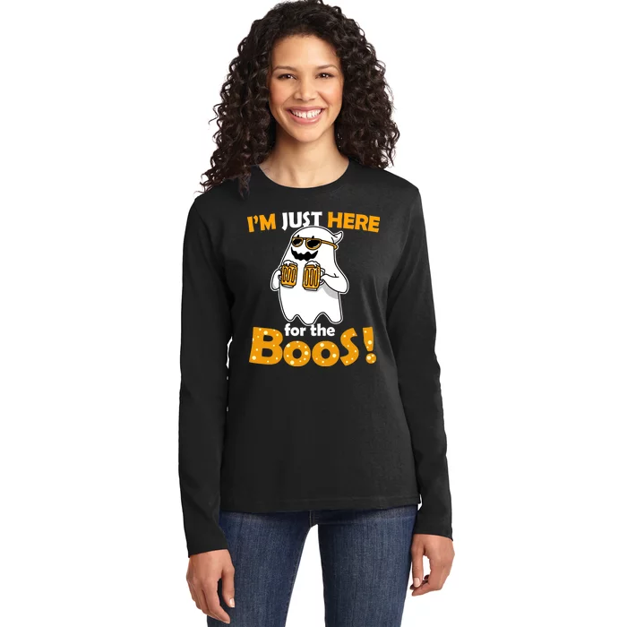 I'm Just Here For The Boos! Halloween Ladies Long Sleeve Shirt