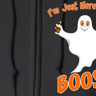 I'm Just Here For The Boos! Halloween Ghost Full Zip Hoodie