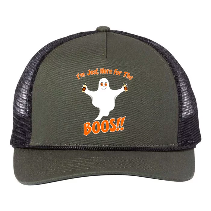 I'm Just Here For The Boos! Halloween Ghost Retro Rope Trucker Hat Cap