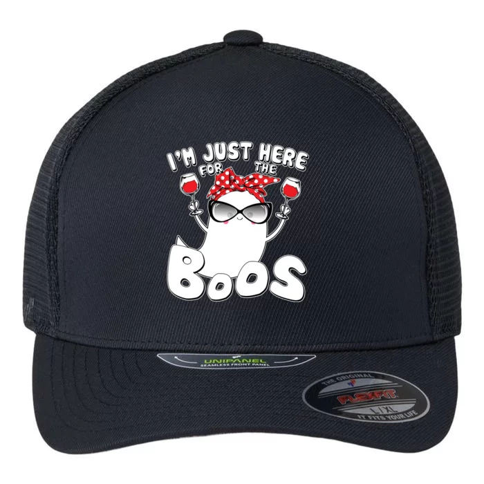 I'm Just Here For The Boos Wine Lover Flexfit Unipanel Trucker Cap