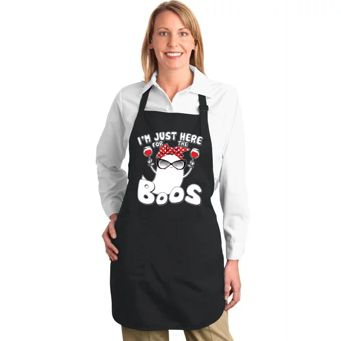 I'm Just Here For The Boos Wine Lover Full-Length Apron With Pocket