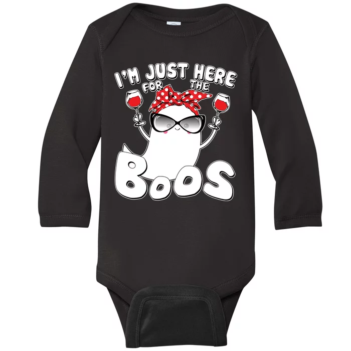 I'm Just Here For The Boos Wine Lover Baby Long Sleeve Bodysuit