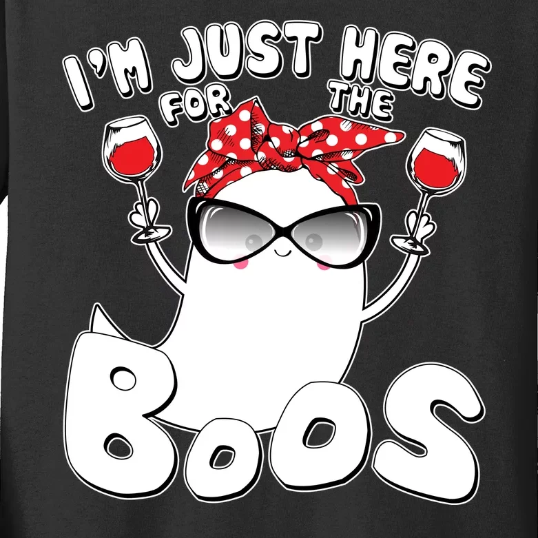 I'm Just Here For The Boos Wine Lover Kids Long Sleeve Shirt