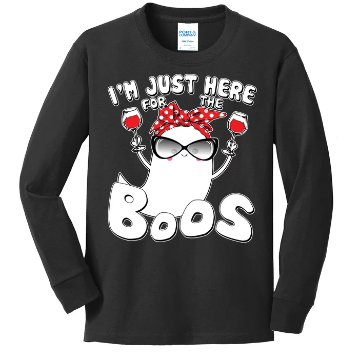 I'm Just Here For The Boos Wine Lover Kids Long Sleeve Shirt