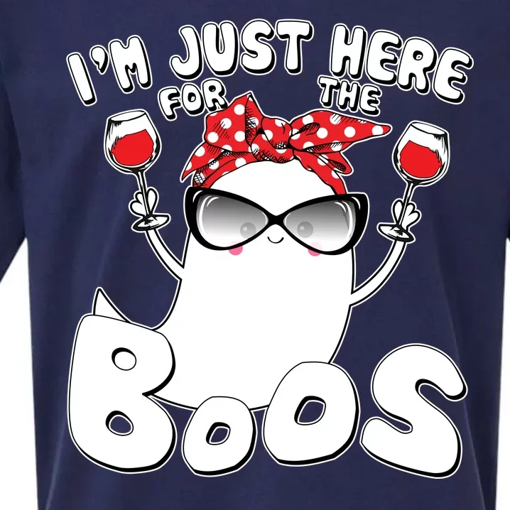 I'm Just Here For The Boos Wine Lover Sueded Cloud Jersey T-Shirt