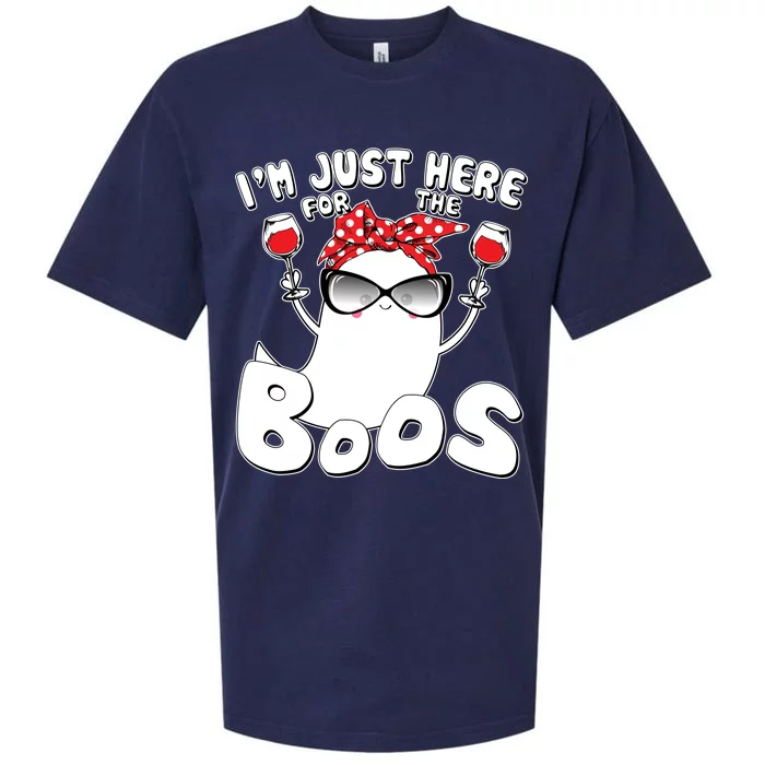 I'm Just Here For The Boos Wine Lover Sueded Cloud Jersey T-Shirt