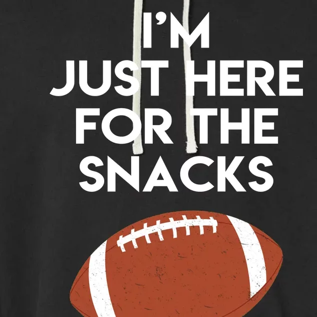 I'm Just Here for the Snacks Football Garment-Dyed Fleece Hoodie