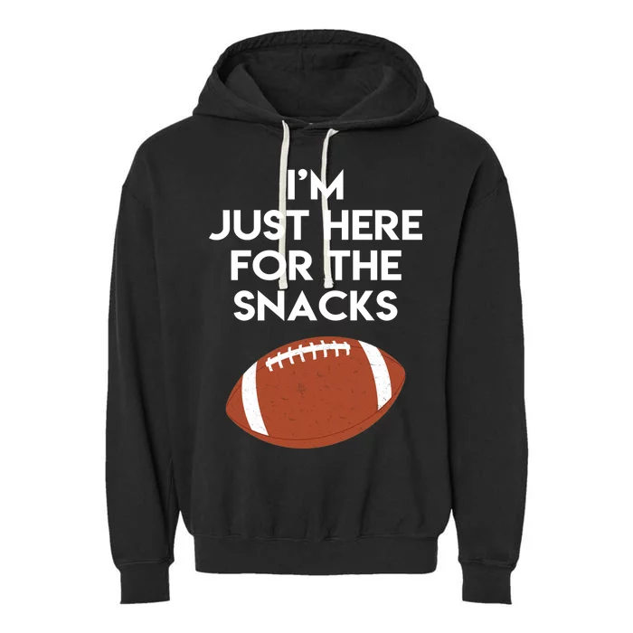 I'm Just Here for the Snacks Football Garment-Dyed Fleece Hoodie