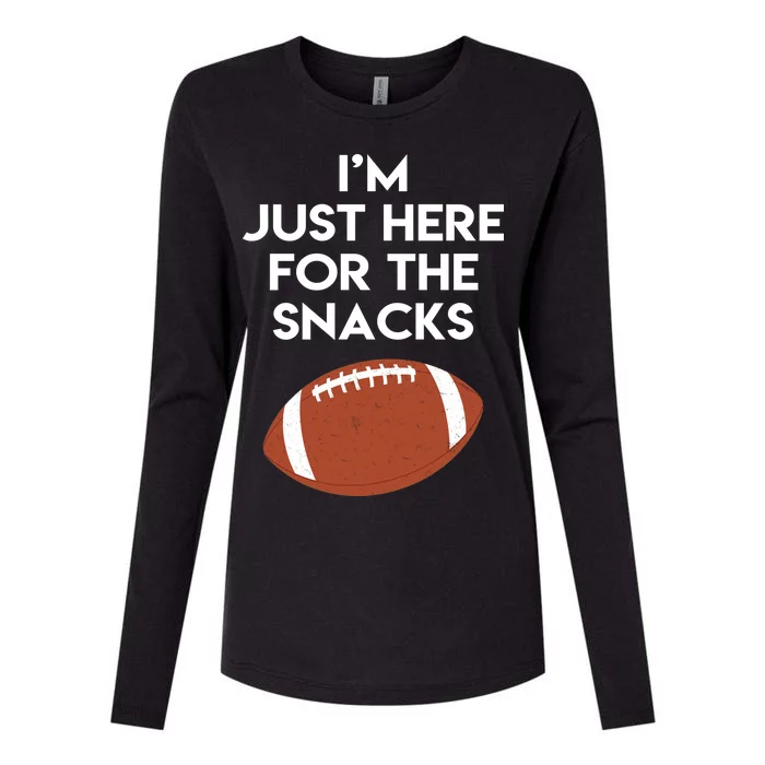 I'm Just Here for the Snacks Football Womens Cotton Relaxed Long Sleeve T-Shirt