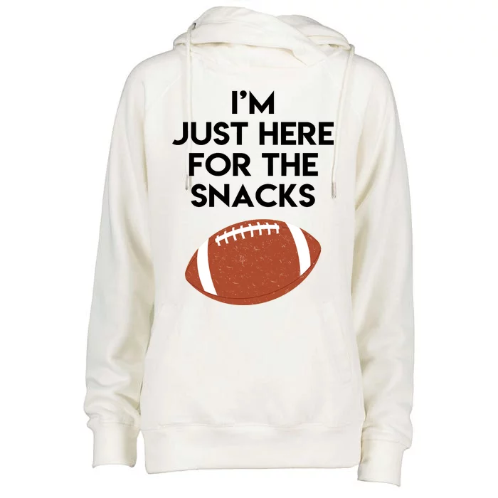 I'm Just Here for the Snacks Football Womens Funnel Neck Pullover Hood