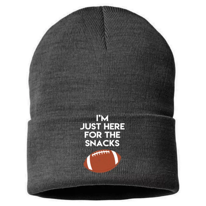 I'm Just Here for the Snacks Football Sustainable Knit Beanie