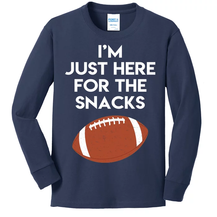 I'm Just Here for the Snacks Football Kids Long Sleeve Shirt