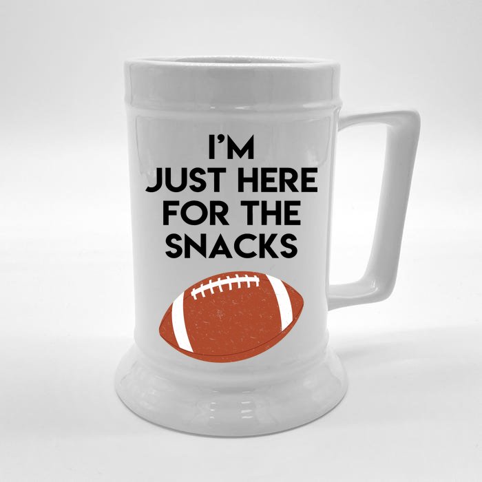 I'm Just Here for the Snacks Football Front & Back Beer Stein