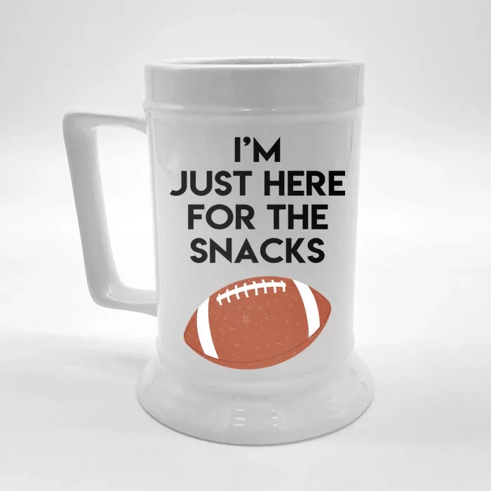 I'm Just Here for the Snacks Football Front & Back Beer Stein