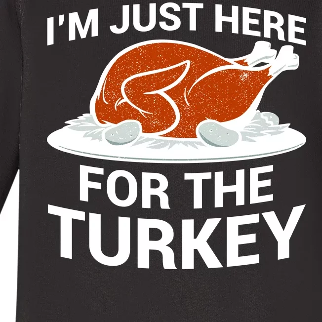 I'm Just Here For The Turkey Thanksgiving Baby Long Sleeve Bodysuit