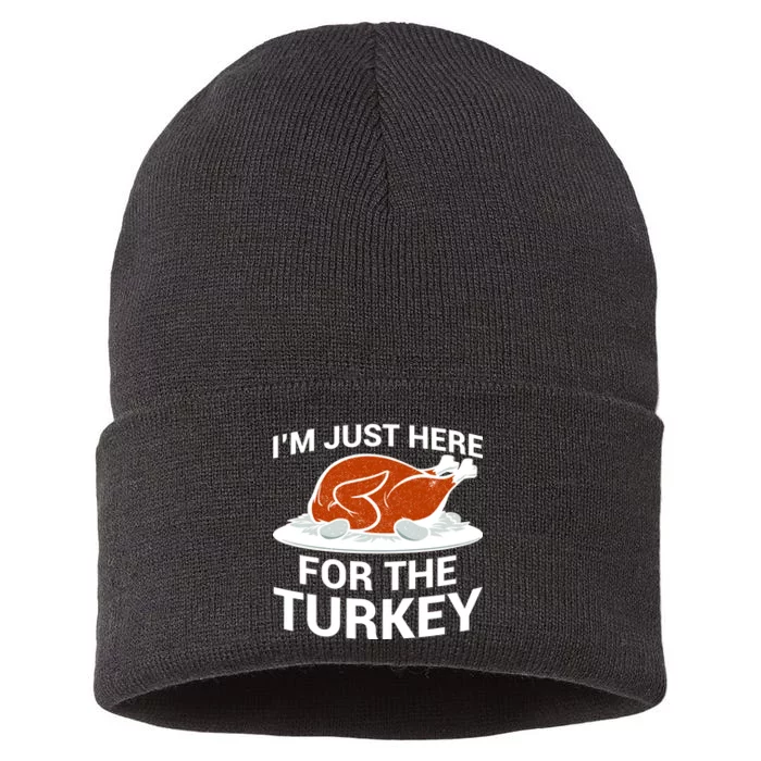 I'm Just Here For The Turkey Thanksgiving Sustainable Knit Beanie