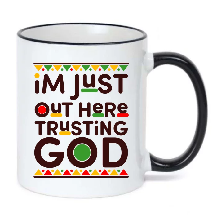 I'm Just Out Here Trusting God Traditional Colors Black Color Changing Mug