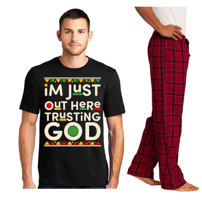 I'm Just Out Here Trusting God Traditional Colors Pajama Set