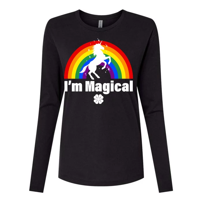 I'm Magical Clover Unicorn Womens Cotton Relaxed Long Sleeve T-Shirt