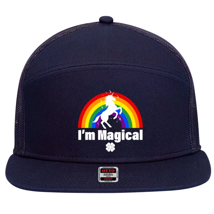 I'm Magical Clover Unicorn 7 Panel Mesh Trucker Snapback Hat