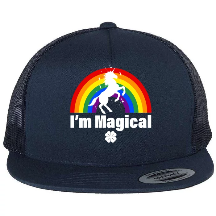 I'm Magical Clover Unicorn Flat Bill Trucker Hat