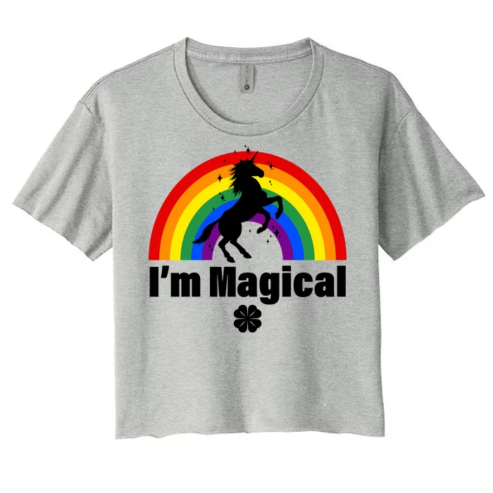 I'm Magical Clover Unicorn Women's Crop Top Tee