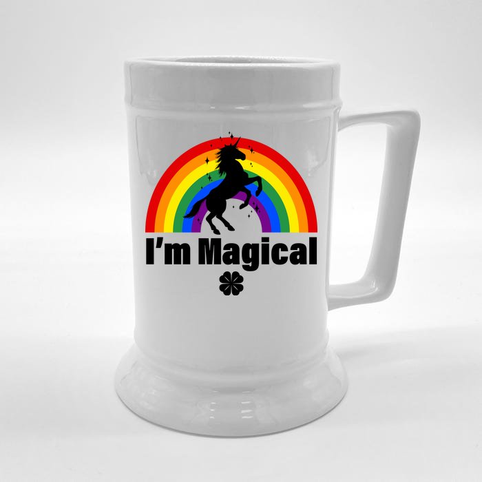 I'm Magical Clover Unicorn Front & Back Beer Stein