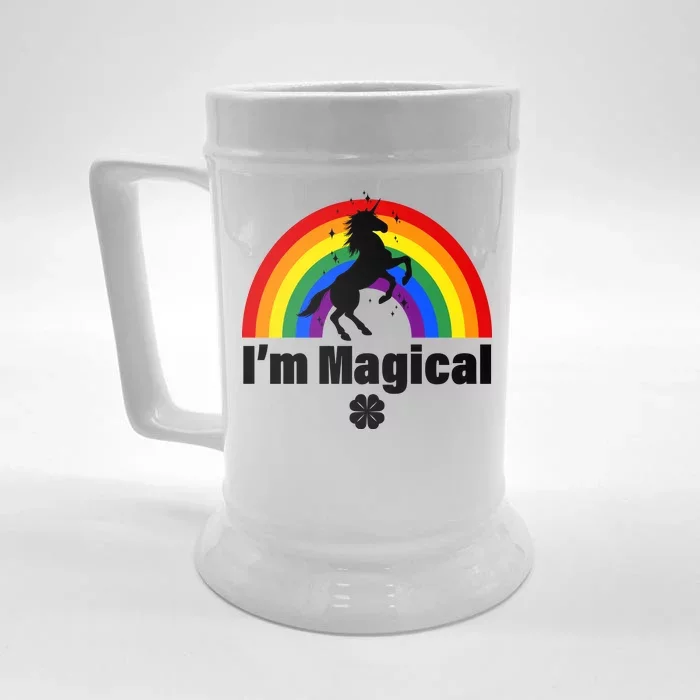 I'm Magical Clover Unicorn Front & Back Beer Stein