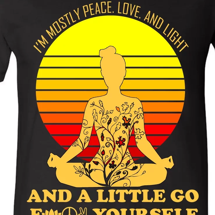 I'm Mostly Peace Love And Light Funny V-Neck T-Shirt