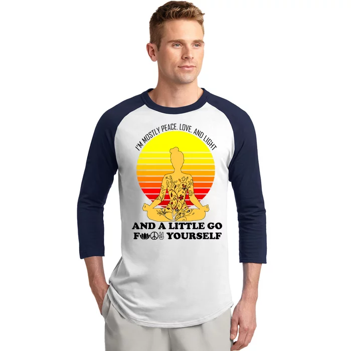 I'm Mostly Peace Love And Light Funny Baseball Sleeve Shirt