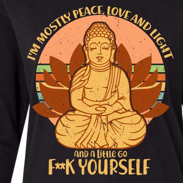 I'm Mostly Peace Love Light Yoga Buddha Womens Cotton Relaxed Long Sleeve T-Shirt