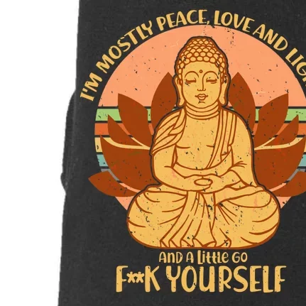 I'm Mostly Peace Love Light Yoga Buddha Doggie 3-End Fleece Hoodie