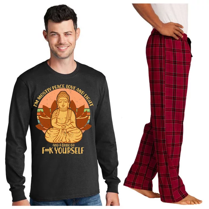 I'm Mostly Peace Love Light Yoga Buddha Long Sleeve Pajama Set