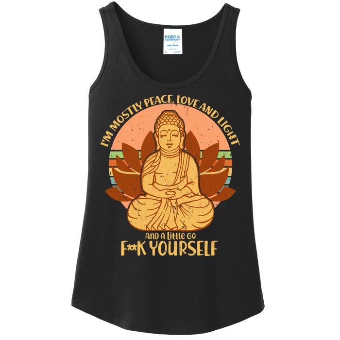 I'm Mostly Peace Love Light Yoga Buddha Ladies Essential Tank