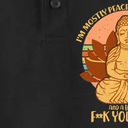 I'm Mostly Peace Love Light Yoga Buddha Dry Zone Grid Performance Polo