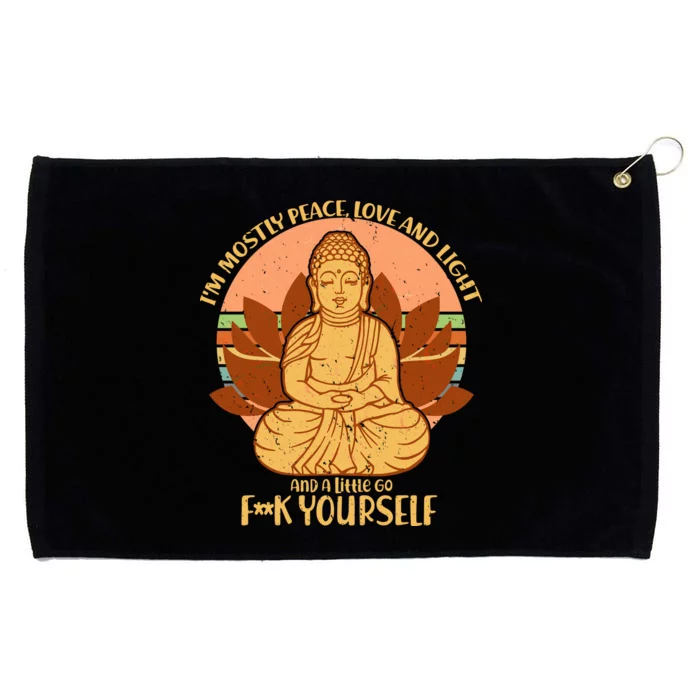 I'm Mostly Peace Love Light Yoga Buddha Grommeted Golf Towel