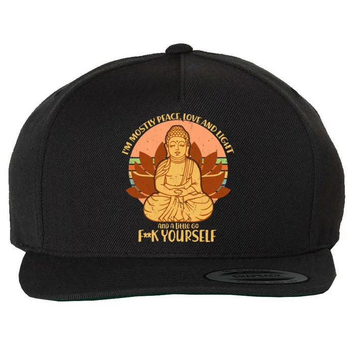 I'm Mostly Peace Love Light Yoga Buddha Wool Snapback Cap