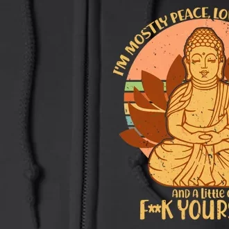 I'm Mostly Peace Love Light Yoga Buddha Full Zip Hoodie