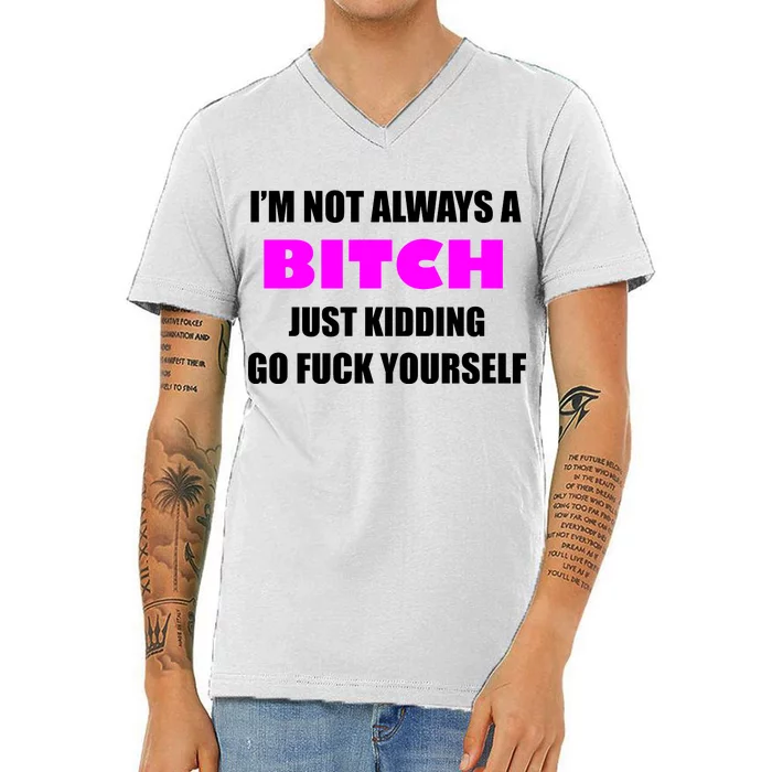 I'm Not Always A Bitch Just Kidding Go Fuck Yourself Funny V-Neck T-Shirt