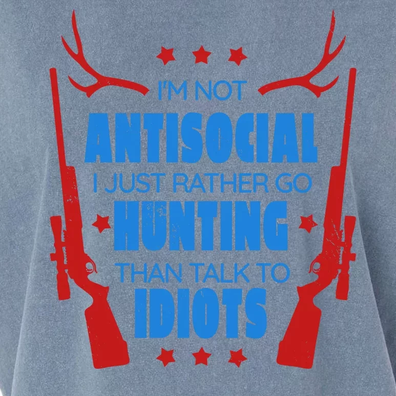 I'm Not Antisocial Hunting Funny Garment-Dyed Women's Muscle Tee