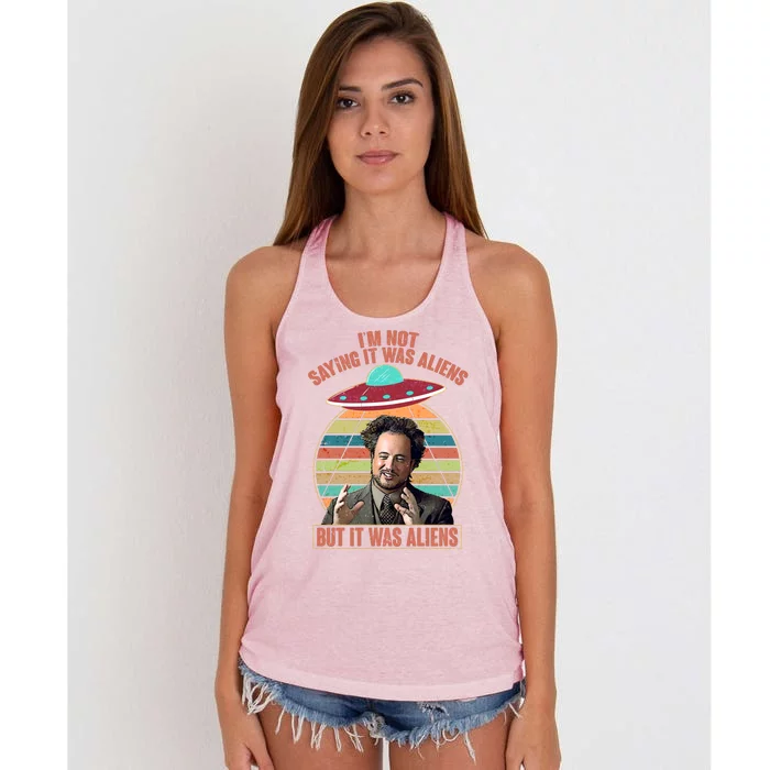 I'm Not Saying It Was Aliens But It Was Aliens Women's Knotted Racerback Tank