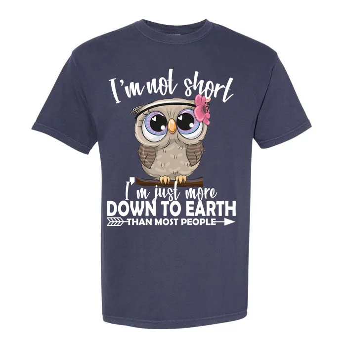 I'm Not Short I'm Just More Down To Earth Owl Garment-Dyed Heavyweight T-Shirt