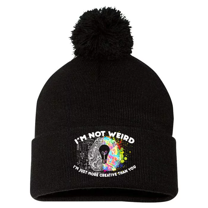 I'm Not Weird I'm Just More Creative Than You Pom Pom 12in Knit Beanie