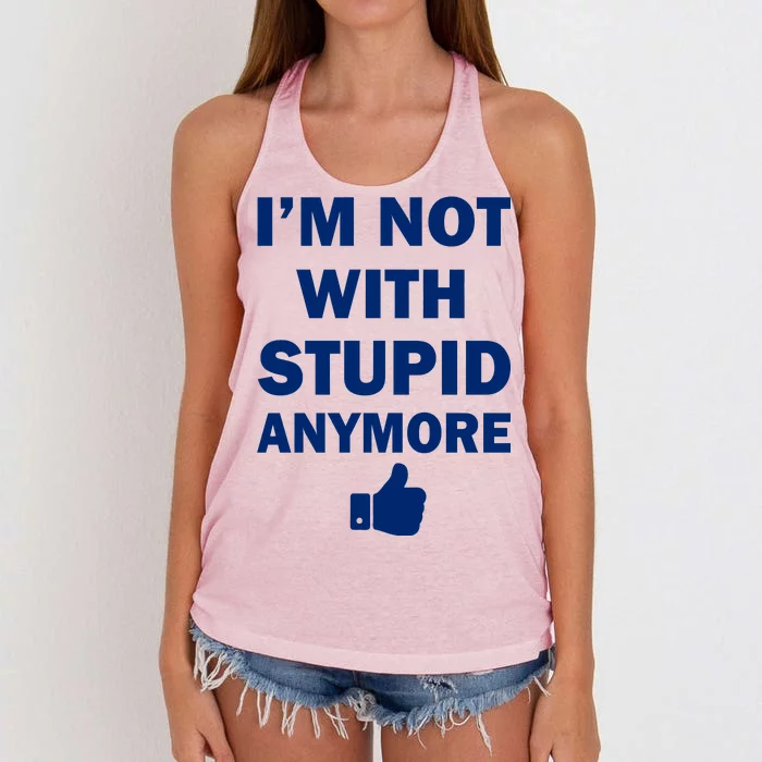 I'm Not With Stupid Anymore Women's Knotted Racerback Tank