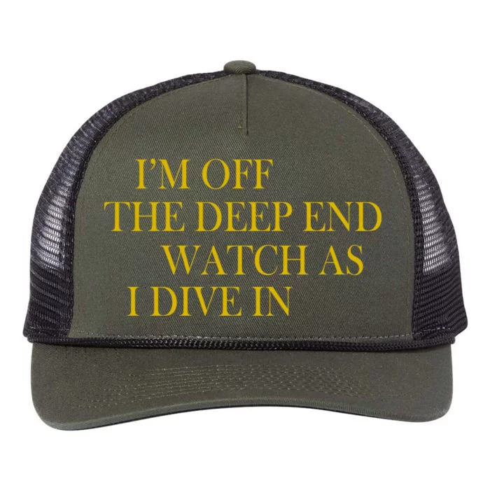 I'm Off The Deep End Watch As I Dive In Retro Rope Trucker Hat Cap