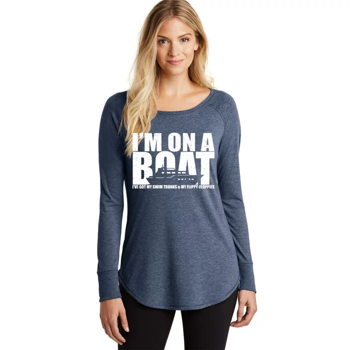 I'm On A Boat Funny Cruise Vacation Women's Perfect Tri Tunic Long Sleeve Shirt