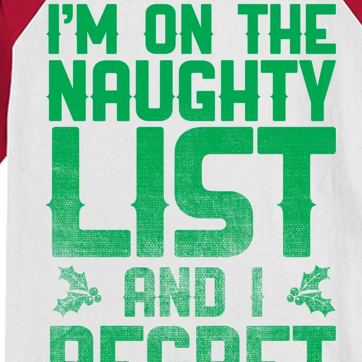 I'm On the Naughty List and I Regret Nothing Kids Colorblock Raglan Jersey