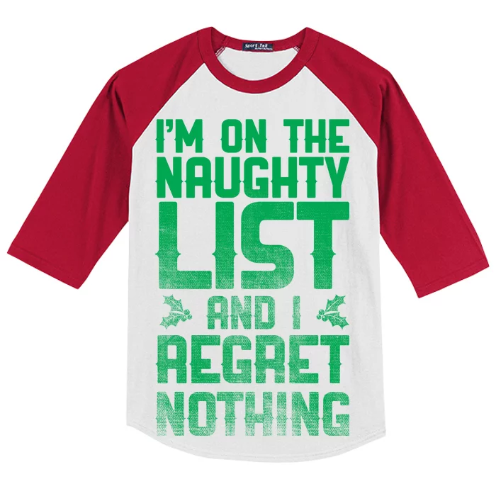 I'm On the Naughty List and I Regret Nothing Kids Colorblock Raglan Jersey